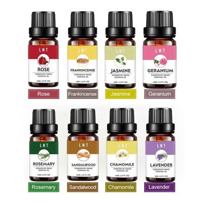 China Skin Revitalizer 100% Pure Aromatherapy Essential Oil 8pcs Gift Set Rose Frankincense Jasmine Geranium Lavender Chamomile Sandalwood Rosemary Oil for sale