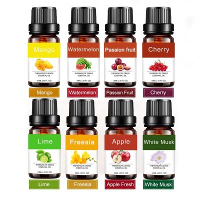 China Skin Revitalizer Fruit Fragrance Essential Oil Set Mango Watermelon Passion Fruit Cherry Lime Freesia Apple White Musk Oil For Candles Air Fresh for sale