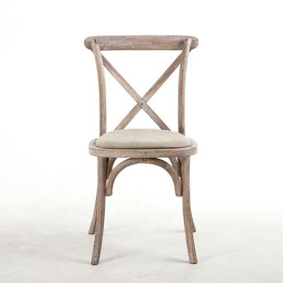 China High Quality Antique Classic Toon Wood Cross Back Wooden Stackable Chinese Chair for sale