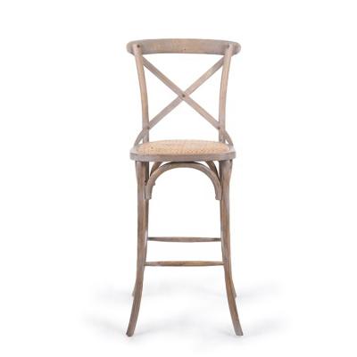 China EUROPEAN Anji KaseiHomeland Chinese Toon High Back Rattan Cross Back Outdoor Bar Stool With Back for sale