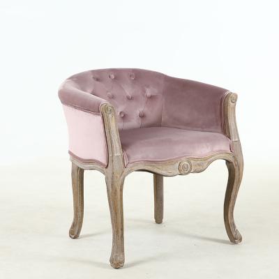 China Other Modern Luxury Style Pink Velvet Strong Rubber Wood Bedroom Soft Comfortable Leisure Chair for sale