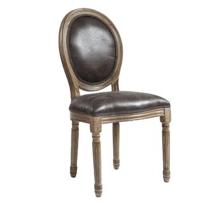 China Other Chaise Louis Xvi Rubber Wood Ksf 25017 Gray Foil Fabric Traditional Black Leather Dining Chair With Solid Leg for sale