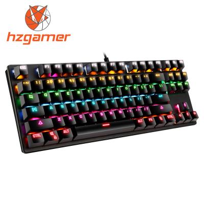 China HZGAMER 87 Key Gaming Mechanical Keyboard, RGB Lights LED Mini Keyboard, Blue Switch Mechanical Keyboard for PC for sale