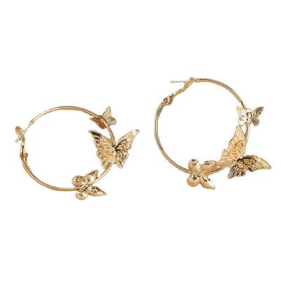 China Fashion Jewelry Butterfly Metal Environmental Single Earring Personalized Circle Hoop Earrings for sale