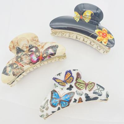 China Life+Gift Daily Wholesale Fashion Acrylic Hair Accessories Butterfly Hair Claw Clip For Women for sale