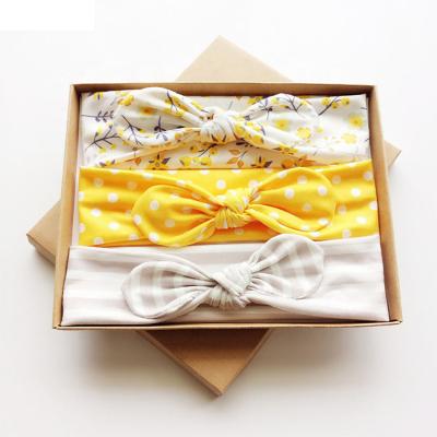 China 3pcs Decoration and Makeup Kids Bow Shape Baby Headband Girls Elastic Headband Knot Headband Gift Box Printed for sale