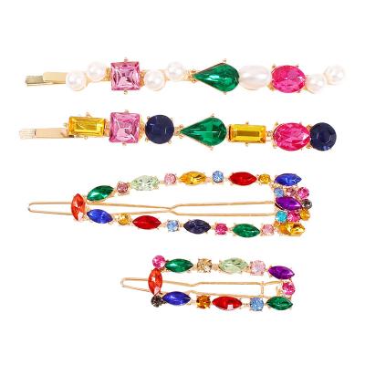 China Fashion Colorful Metal Crystal Rhinestone Bobby Pin Hairpin Hair Clips Barrette for Women Girls for sale