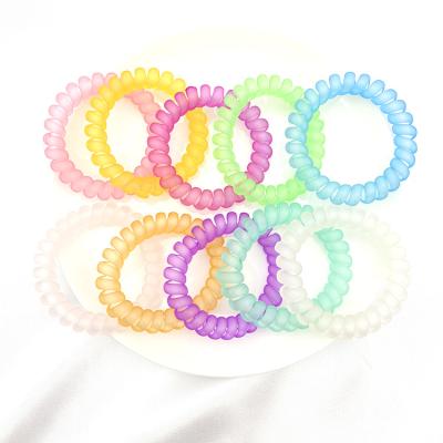 China Best Plastic/TPU Factory Hair Coil Jelly Color Telephone Wire Hair Link Fashion Design Plastic/TPU for sale