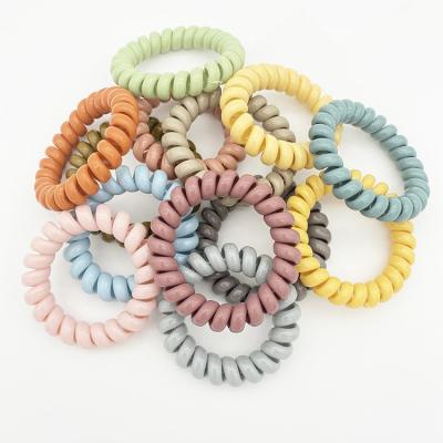 China Hot Selling Plastic/TPU Women Fashion Rubber Band Candy Color Elastic Coil Spiralized Hair Ties for sale