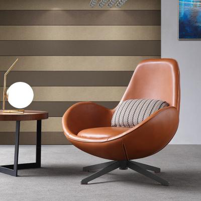 China Modern Lounge Chair Egg Sofa Rotating Genuine Leather Leather Lazy Chair For Living Room Chair Leather for sale