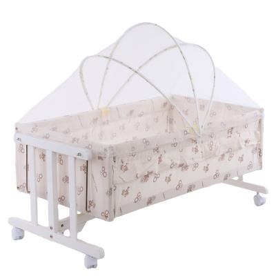 China Simplicity Baby Crib Modern Portable Baby Mosquito Net Crib Small Solid Wood for sale