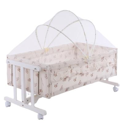 China Newborn Baby Crib Cribs Cribs Portable Solid Wooden Cheap Modern Simple Baby Hutch Crib Accept OEM Space Saving 50pcs for sale