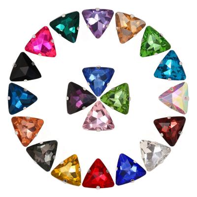 China Flatback 18mm Triangle Sew On Claw Rhinestone Crystal For DIY Stitched Glass Bags Shoes Rhinestone Stone Drawstring 2 Bags Glass Support for sale