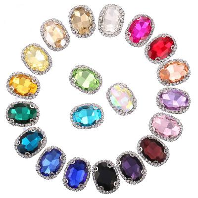 China Wholesale Oval Pointback Diamond Sew On Stones For Glass Claws Garment Accessories DIY Crystal Rhinestone With Cup Chain Pointback Shape for sale