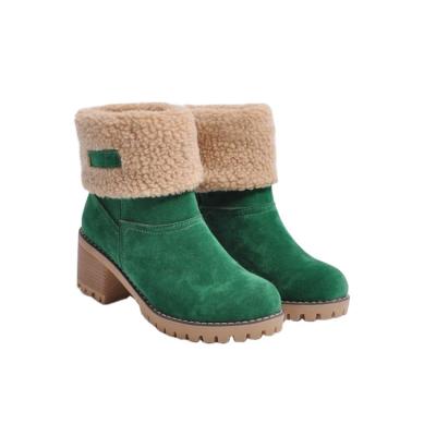 China Winter Round Plus Size Boots For Women Cold Weather Waterproof Medium Tube Snow Suede Women Warm Boots for sale