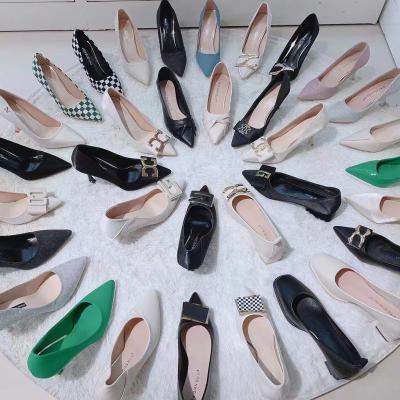 China 2023 Mixed Breathable Beauty Shoes For Ladies Led Toe Stock Shoes China Manufacture Wholesale Price Thin High Heel Shoes for sale