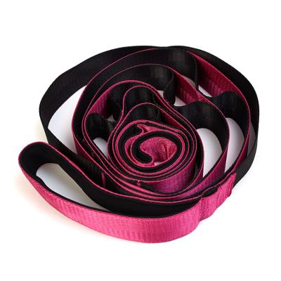 China High Elasticity Nylon Yoga Exercise Strap Wholesale Flexible Elastic Stretch Strap With 14 Loops Yoga Belt for sale