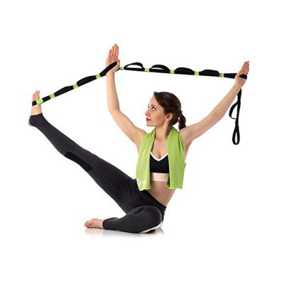 China Eco-friendly Nylon Stretch Yoga Strap Exercise Fitness Stretching Strap 8/10/12 Loops With Custom Logo for sale