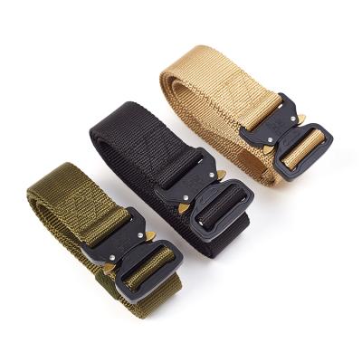 China Hot Selling Comfortable Nylon Tactical Belt Men's Durable Fabric Alloy Fabric Alloy Outdoor Buckle Army Waist Belts for sale