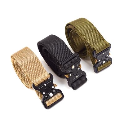 China Comfortable Hot Selling Polyester Alloy Cloth Military Tactical Belt Men's Durable Outdoor Buckle Army Waist Belts for sale