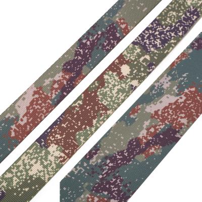 China Viable Wholesale Printed Polyester Webbing Heat Transfer Printing Webbing Camouflage Pattern For Bags Accessories for sale