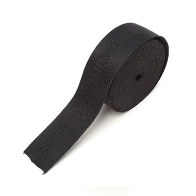 China Custom Viable Logo High Tenacity Thick Nylon Webbing Band Polyester Jacquard Webbing for sale