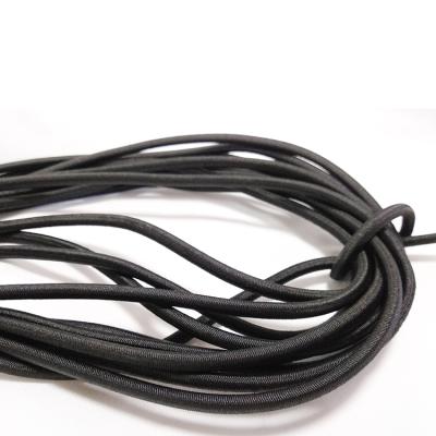 China Durable 3mm 4mm 5mm Braided Latex 1/8 Stretch Bungee Elastic Black Round Strong Elastic Cord Elastic Rubber Band for sale