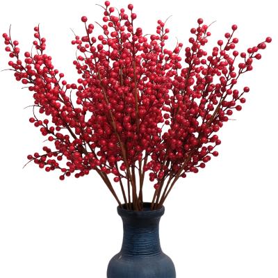 China 2022 Wholesale Indoor Outdoor Decoration Factory Cheap Price Foam Artificial Christmas Decorative Red Berry Picks Branch Stems for sale