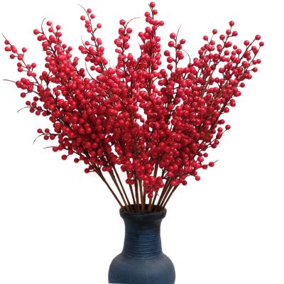 China Indoor Outdoor Decoration Cheap Price Artificial Red Berry Branch For Christmas Wreath For Home Decoration for sale