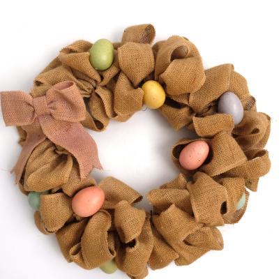 China Easter Decoration Easter Egg Hanging Items Springs Burlap Bow Garlands With Eggs for sale