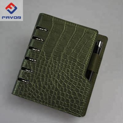 China Crocodile A3 A4 Loose Leaf Notebook Leather Cover Hardcover With Logo for sale