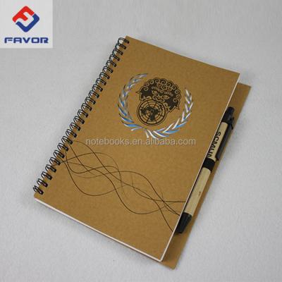 China Eco-friendly Favor Notebook Paper Wrapping Paper Advertising Spiral Notebook A5/A4 70sheet With Pen for sale