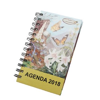 China High quality spiral black flower printed paper cover spiral notebook with plastic spiral for sale