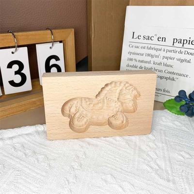 China Sustainable Support Customization Different Shape Wooden Cookie Cutter Baking Mold 3D  Biscuit Cutter Embossing Mold for sale