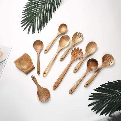 China Sustainable Eco-friendly Customized Wooden Spatula Utensil Wooden Kitchen Cooking Tools Salad Wood Cookware Spoon for sale for sale