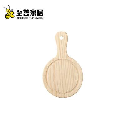 China Sustainable Factory Supply Wooden Bread Tray Kitchen Cutting Board for Steak Meat Kitchen Gadget Pizza Ebony Plate with Handle Cheese Board for sale