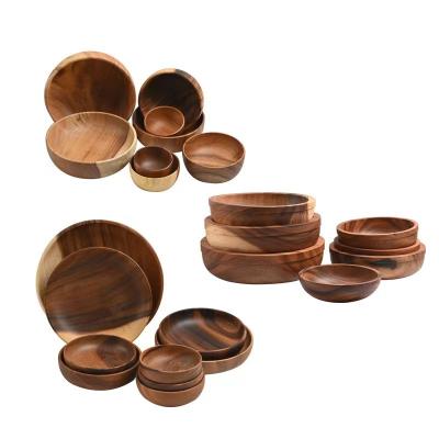 China Sustainable Wooden Dough Bowls Wholesale- Farmhouse Brown Rustic Wooden Dough Bowls Wooden Dough Bowl for Candle for sale