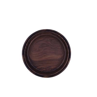 China Sustainable Snack plate Serving Wooden Plates Salver Food Ebony  Wood Serving Tray for sale