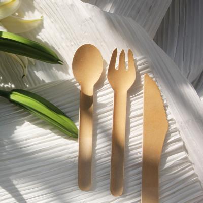 China Biodegradable 156mm Flatware Disposable Paper Knife Fork Spoon Set Custom Printed Disposable Paper Ice Cream Spoon for sale