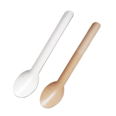 China Biodegradable Factory Direct Sale  White Biodegradable Paper Ice Cream Spoon Disposable Paper Cutlery for sale