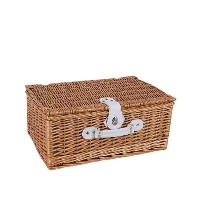 China China Time-limited Promotion Rattan Wicker Willow wholesale customize rectangle Picnic Basket hamper set 4 with mat blanket for sale