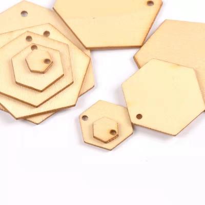 China Africa Wholesale Laser Cut Cutout Wooden Shapes Craft Shapes Wood Decoration For Engraving Hexagon for sale