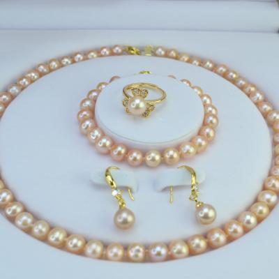 China Real romantic high quality wholesale freshwater pearl set necklaces pearl price of accessories for sale