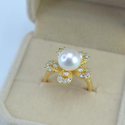 China Romantic Hot Selling Natural Freshwater Pearl Ring Jewelry Pearl Craft Gift Girls Rings Gift for sale