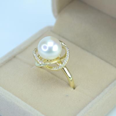 China Original Romantic Silver Pearl 925 Ring Pearlescent Inlay Rings Freshwater Pearl Stone Rings For Gifts for sale