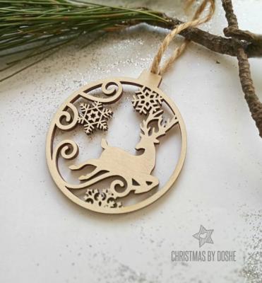 China Wood Laser Carving Wooden Personalized Christmas Tree Ornaments Christmas Tree Hangings for sale