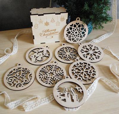 China DIY Wooden Christmas Wood Ornaments Cut Outs Craft Wood Christmas Ornaments For Christmas for sale