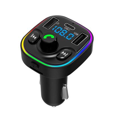 China Type-C Radio USB Fast Charger, 0-1.0M FM Transmitter In-Car Adapter Radio Bluetooth 5.0 Car Kit Hands Free Call for sale