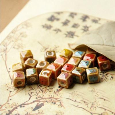 China Jewelry Making Wholesale Chinese Style 8MM Square Tube Faceted Ceramic Beads For Hand - Woven Material for sale