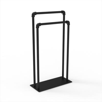 China Other Loft style free standing metal towel rack towel rail towel holder with double bars for sale